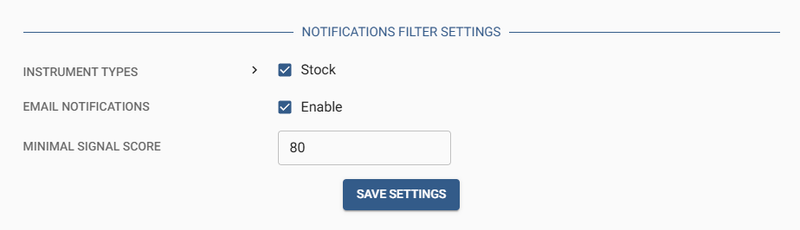 Notification filter settings